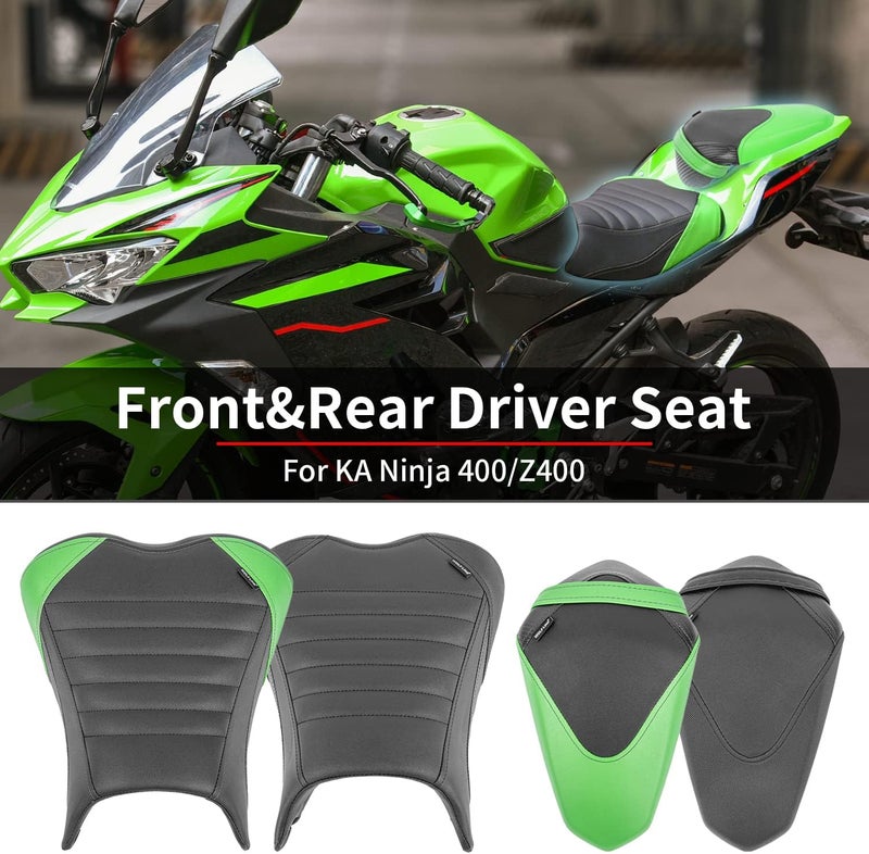 Fayedenicy Motorcycle Ninja 400 Z400 Front Driver Rider Solo Seat Cowls Anti Slip Rear Passenger Seat Covers Cushion Pad for K.awasaki Ninja400 Ninja-400 Z 400 Z-400 2018 2019 2020 2021 2022 2023 (Green-Front) - Image 5
